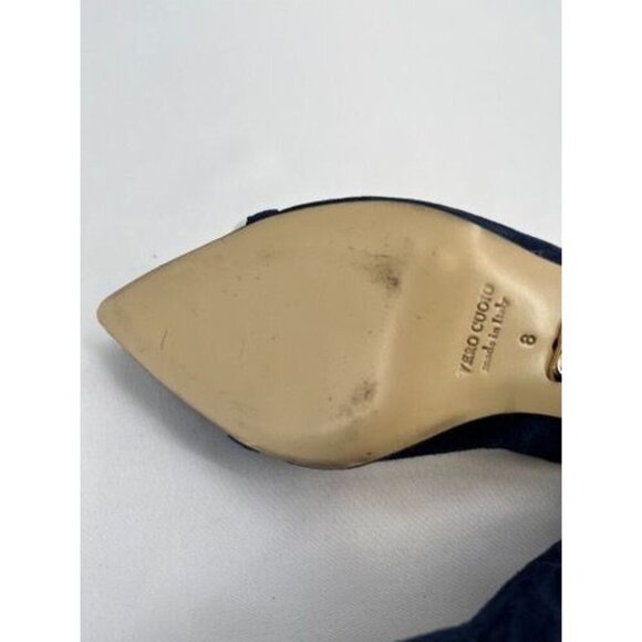 BEAUTIISOLES Claudia Pointed Toe Pump Size 8 In Navy Suede Leather - Picture 11 of 16